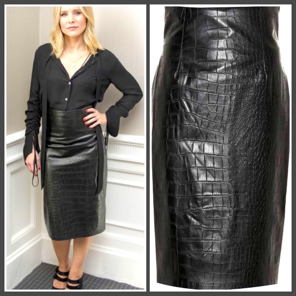 Nanushka ANIA Faux Leather Croc MIDI Skirt XS - Picture 1 of 7